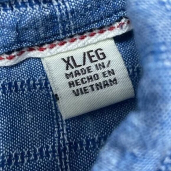 Weatherproof Vintage Blue Button-Down Shirt XL Linen Blend Casual Shirt a0989 - Picture 3 of 5